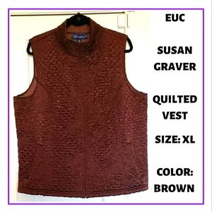 🔥EUC/SUSAN GRAVER QUILTED VEST  XL BROWN